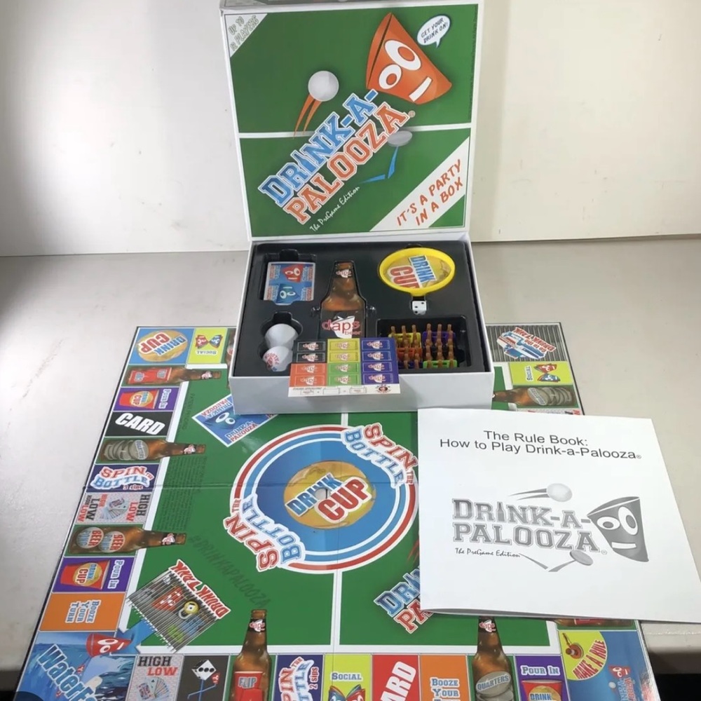 DRINK-A-PALOOZA Party Drinking Board Game: Fun Party Games for Adults open box